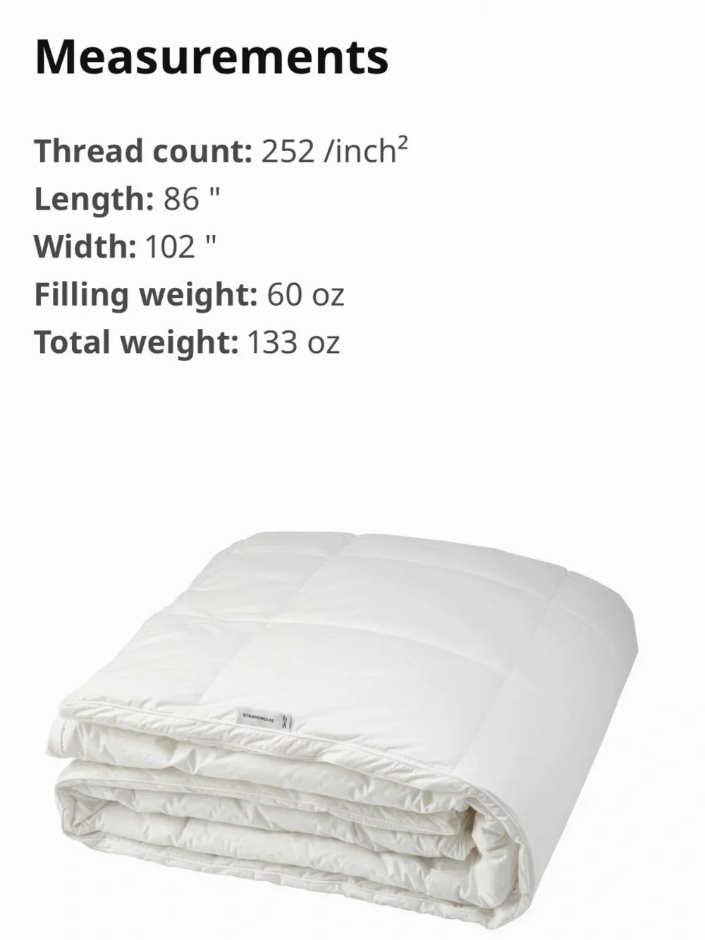 IKEA White Premium Cotton Comforter/Duvet Insert. King 102x86”.Soft & Cushy. EC